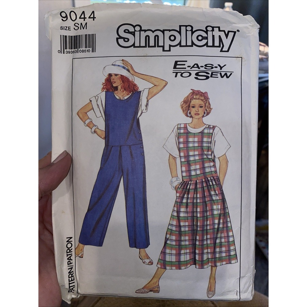 VTG 80s Simplicity Sew Pattern 9044 Misses Jumper Dress Jumpsuit Sz S 10-12 Cut